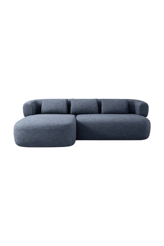 Canapé d'angle gauche Aldrin - Bleu foncé - 3 places - En tissu chenille