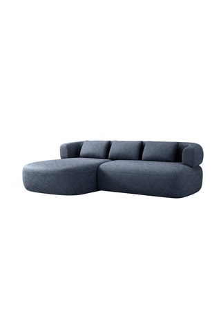 Canapé d'angle gauche Aldrin - Bleu foncé - 3 places - En tissu chenille
