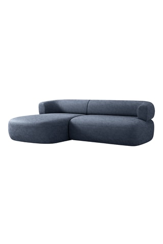Canapé d'angle gauche Aldrin - Bleu foncé - 3 places - En tissu chenille
