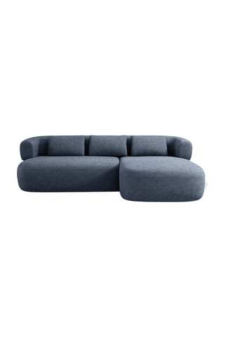 Canapé d'angle droit Aldrin - Bleu foncé - 3 places - En tissu chenille