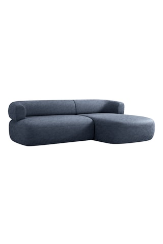 Canapé d'angle droit Aldrin - Bleu foncé - 3 places - En tissu chenille