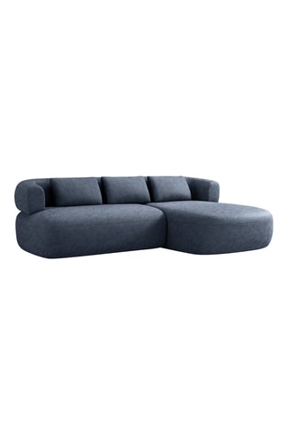 Canapé d'angle droit Aldrin - Bleu foncé - 3 places - En tissu chenille