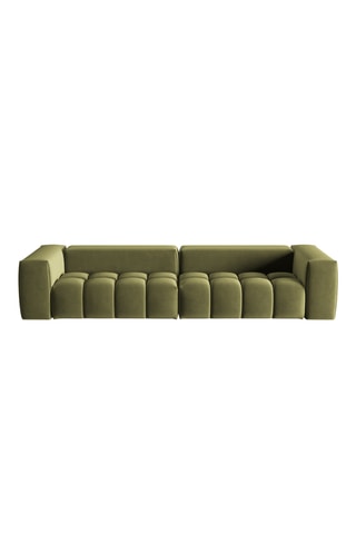 Canapé Lorella - Vert olive - 5 places - Toucher velours