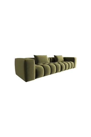 Canapé Lorella - Vert olive - 5 places - Toucher velours