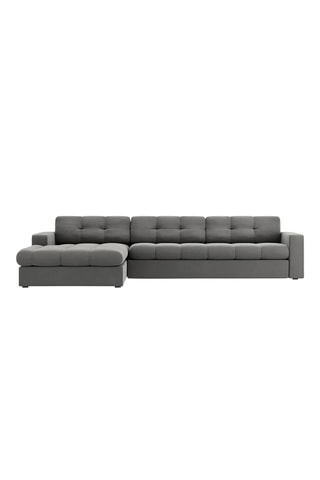 Canapé d'angle gauche Yohan - Gris - 4 places - Toucher velours