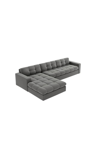 Canapé d'angle gauche Yohan - Gris - 4 places - Toucher velours