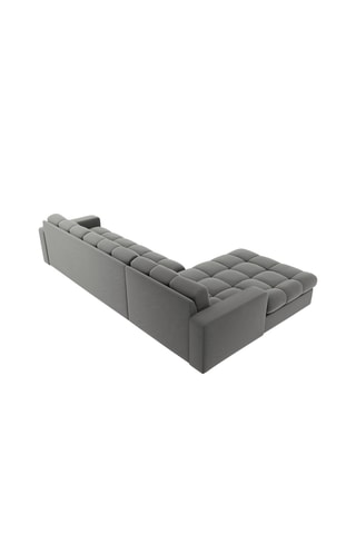 Canapé d'angle gauche Yohan - Gris - 4 places - Toucher velours