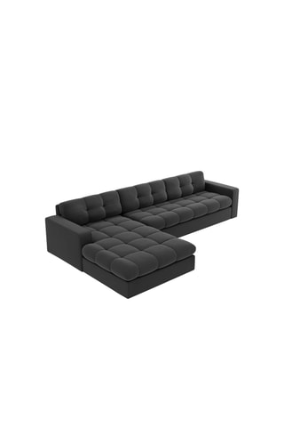 Canapé d'angle gauche Yohan - Gris foncé - 4 places - Toucher velours