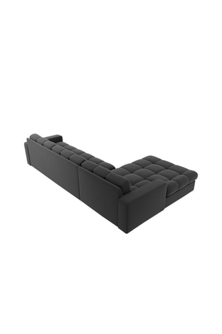 Canapé d'angle gauche Yohan - Gris foncé - 4 places - Toucher velours
