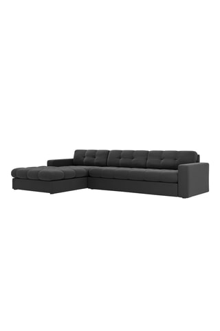 Canapé d'angle gauche Yohan - Gris foncé - 4 places - Toucher velours