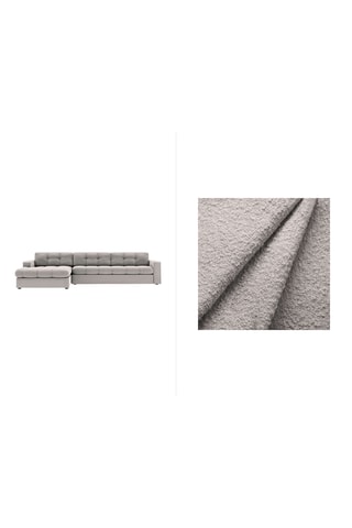 Canapé d'angle gauche Yohan - Gris clair - 4 places - En tissu bouclé