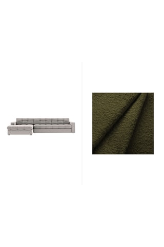 Canapé d'angle gauche Yohan - Kaki - 4 places - En tissu bouclé