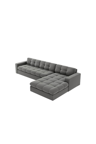 Canapé d'angle droit Yohan - Gris - 4 places - Toucher velours