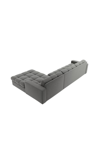 Canapé d'angle droit Yohan - Gris - 4 places - Toucher velours