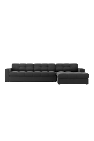 Canapé d'angle droit Yohan - Gris foncé - 4 places - Toucher velours