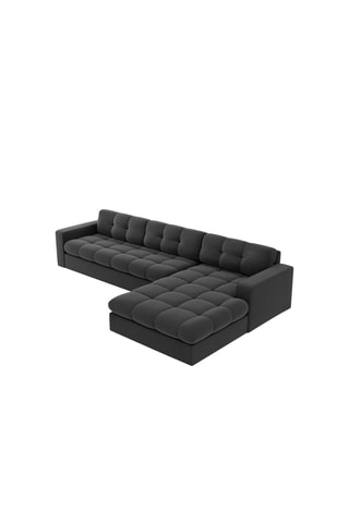 Canapé d'angle droit Yohan - Gris foncé - 4 places - Toucher velours