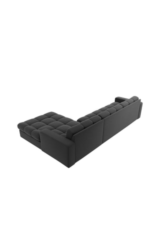 Canapé d'angle droit Yohan - Gris foncé - 4 places - Toucher velours