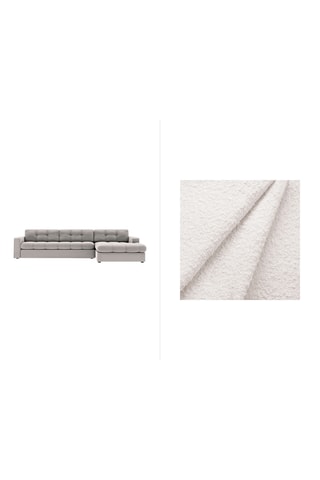 Canapé d'angle droit Yohan - Beige - 4 places - En tissu bouclé