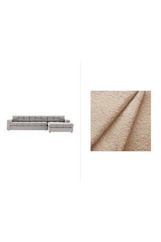 Canapé d'angle droit Yohan - Beige - 4 places - En tissu bouclé