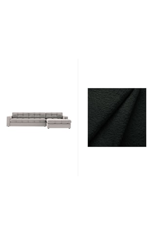 Canapé d'angle droit Yohan - Noir - 4 places - En tissu bouclé