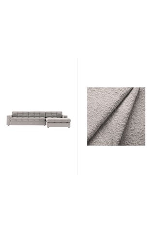 Canapé d'angle droit Yohan - Gris clair - 4 places - En tissu bouclé