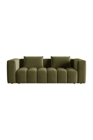 Canapé convertible Lorella - Vert olive - 3 places - Toucher velours