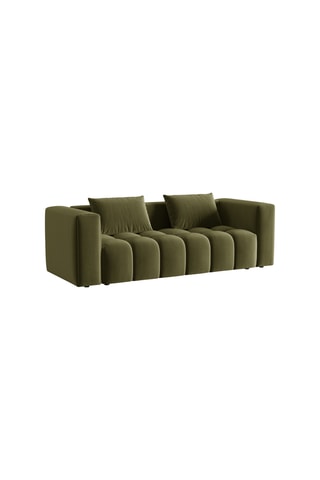 Canapé convertible Lorella - Vert olive - 3 places - Toucher velours