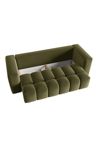 Canapé convertible Lorella - Vert olive - 3 places - Toucher velours