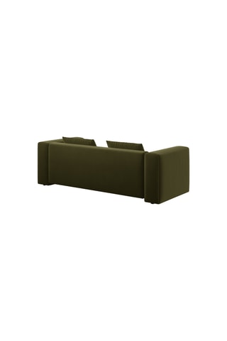 Canapé convertible Lorella - Vert olive - 3 places - Toucher velours