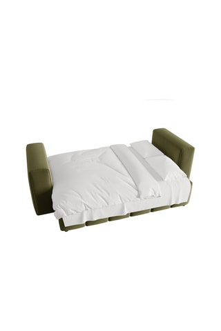 Canapé convertible Lorella - Vert olive - 3 places - Toucher velours