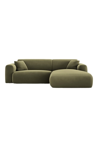 Canapé d'angle droit Théo - Vert olive - 4 places - Toucher velours