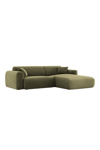 Canapé d'angle droit Théo - Vert olive - 4 places - Toucher velours