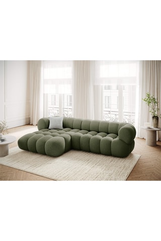 Canapé d'angle gauche Maurice - Vert olive - 3 places - En tissu chenille