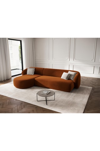 Canapé d'angle gauche Louis - Terracotta - 4 places - Toucher velours
