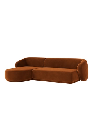Canapé d'angle gauche Louis - Terracotta - 4 places - Toucher velours