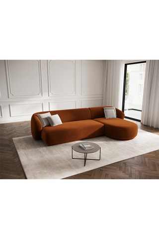 Canapé d'angle droit Louis - Terracotta - 4 places - Toucher velours