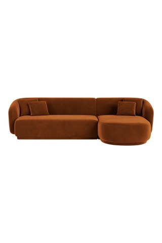 Canapé d'angle droit Louis - Terracotta - 4 places - Toucher velours