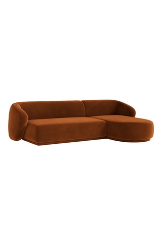 Canapé d'angle droit Louis - Terracotta - 4 places - Toucher velours