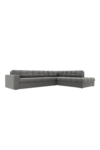 Canapé d'angle droit Yohan - Gris - 5 places - Toucher velours
