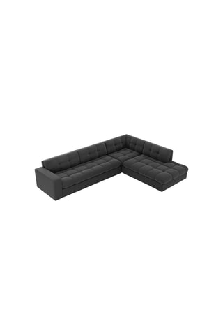 Canapé d'angle droit Yohan - Gris foncé - 5 places - Toucher velours