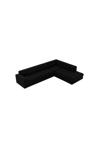 Canapé d'angle droit Yohan - Noir - 5 places - Toucher velours
