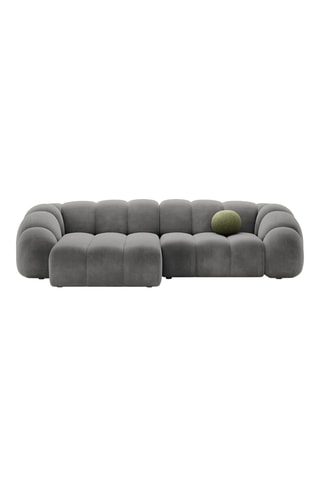 Canapé d'angle gauche Lyna - Gris - 4 places - Toucher velours
