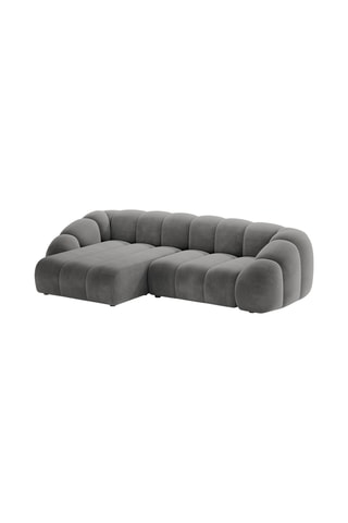 Canapé d'angle gauche Lyna - Gris - 4 places - Toucher velours