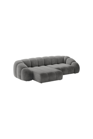 Canapé d'angle gauche Lyna - Gris - 4 places - Toucher velours