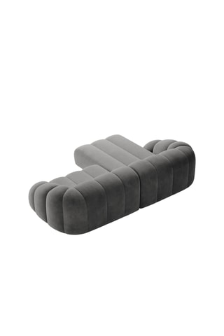 Canapé d'angle gauche Lyna - Gris - 4 places - Toucher velours