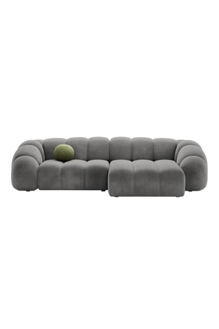 Canapé d'angle droit Lyna - Gris - 4 places - Toucher velours