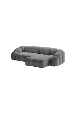 Canapé d'angle droit Lyna - Gris - 4 places - Toucher velours