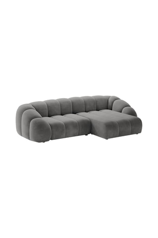 Canapé d'angle droit Lyna - Gris - 4 places - Toucher velours