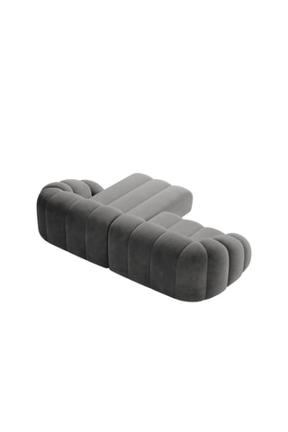 Canapé d'angle droit Lyna - Gris - 4 places - Toucher velours