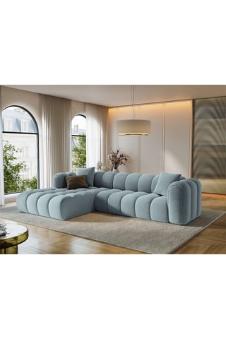 Canapé d'angle gauche Arden - Bleu gris - 4 places - Toucher velours